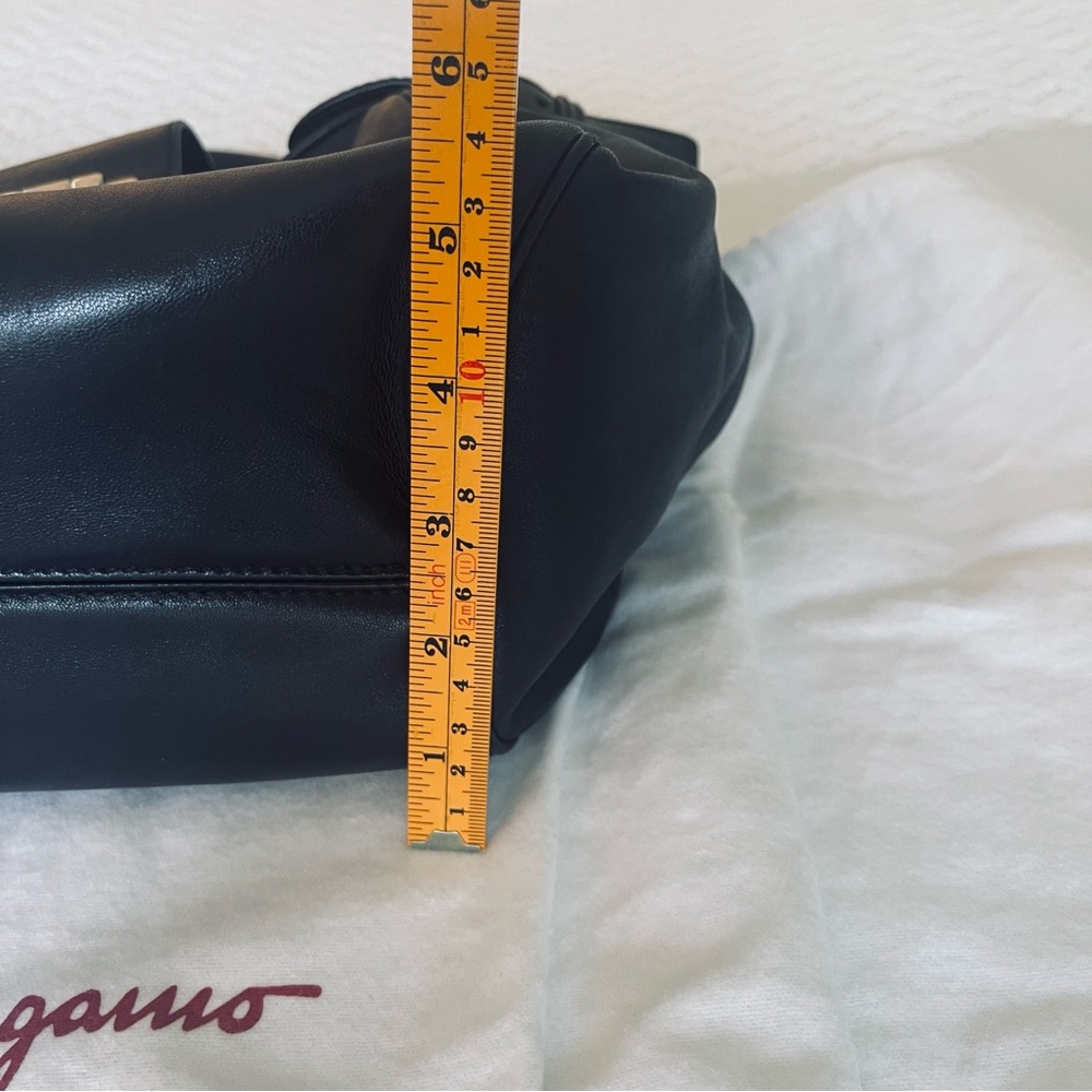 FERRAGAMO Black Soft Leather Bag Purse Silver Hardware Authentic Like New!! - Picture 11 of 12